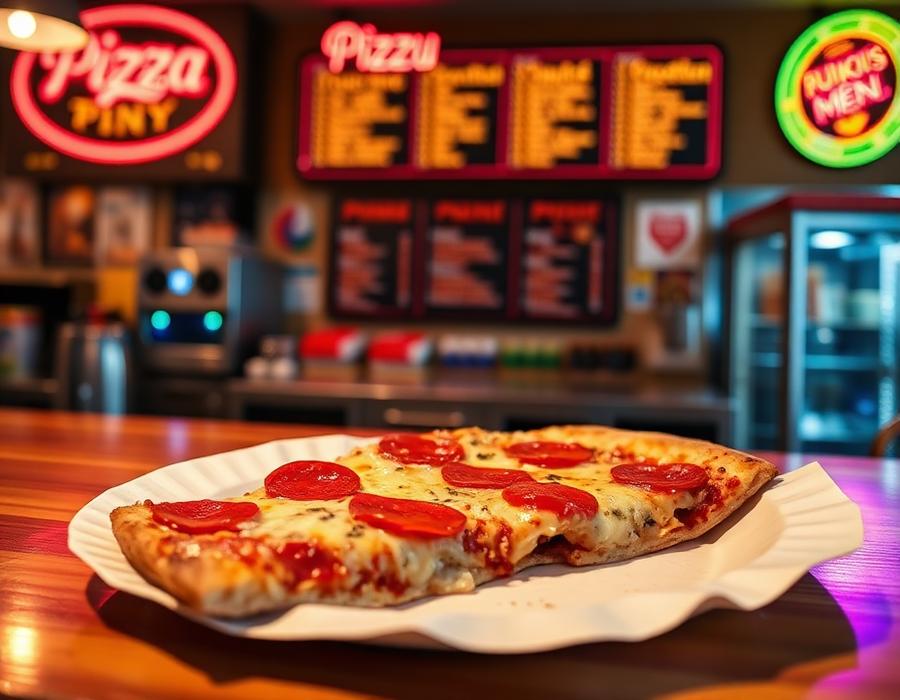 A large slice of pepperoni pizza on a paper plate